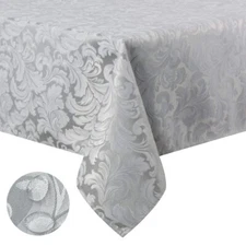 Tektrum 70"X70" Square Damask Tablecloth-Waterproof/Stain Resistant -Grey