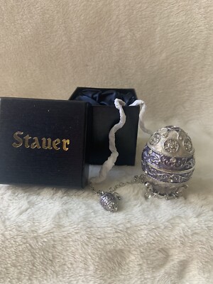 Stauer Egg/ Necklace Empress Violet Trinket Box New In Box