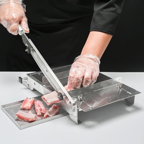 Taglia ossa in acciaio inox macchina manuale costolette tritacarne affettatrice alimenti - Foto 6 di 7