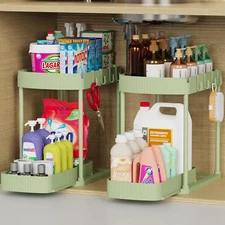 2 Pack Multi-Purpose Pull-Out Storage Organizers, under Sink Organizers and Stor