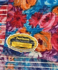60s Vintage Vibrant Watercolor Floral Print Woven Fabric Made Japan Label 3yds 