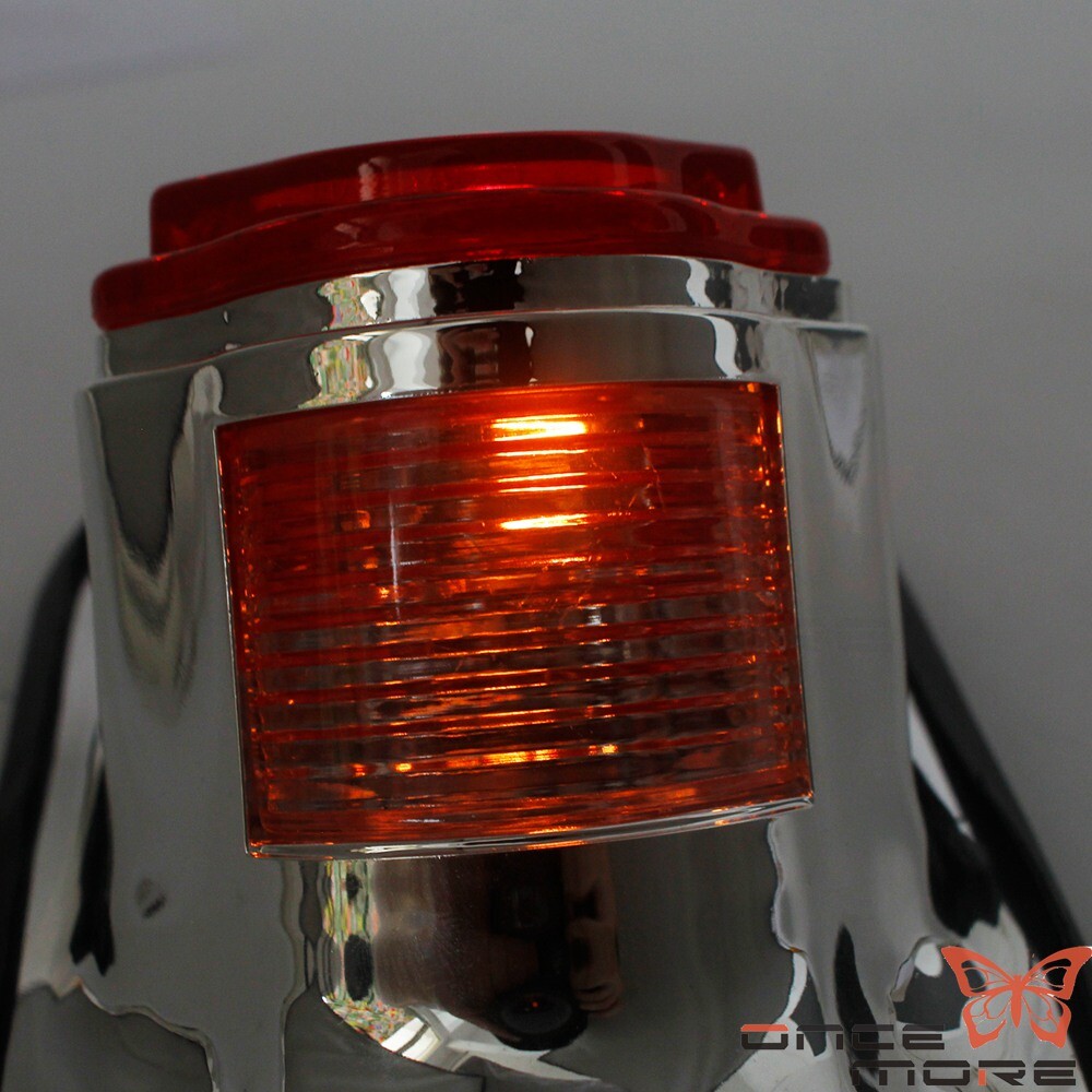 Custom Square Brake Tail Light – Fits Harley Chopper & Bobber (Chrome Housing, Red Lens, 12V)