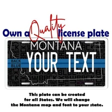 Montana license plate Back Montana Blue custom frame  Bike Key chain Luggage Tag
