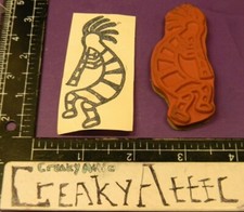 KOKOPELLI DANCING FIGURE FLUTE CLING RUBBER STAMP CREAKYATTIC