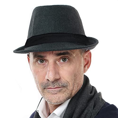 Men's Gray Felt Fedora Hat – Classic Panama Jazz Style for Women & Men One Size-image