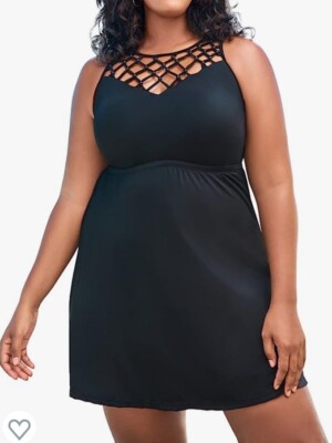 knee length swim dress plus size BUIGTTKLOP Dresses for Women Short Sleeve Swimsuit Coverup Loose Fitted Summer Dresses Improved long Perch by Blu Pepper Plus