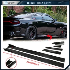 86" x 4" 6pcs Universal Black Side Skirt Extension Rocker Splitters Diffuser Lip