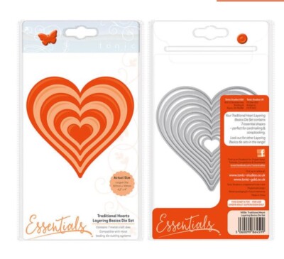 Tonic - Graduated Layering Dies - Traditional Hearts-NEW - Cards & Junk Journals