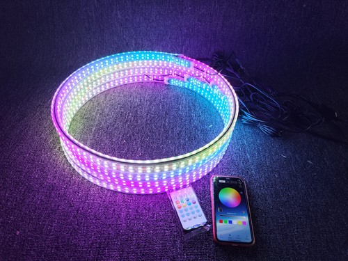 【NEW】4x 15.5" CHASING FLOW DOUBLE ROW Double Sided LED Wheel Rings Rim Lights - Picture 11 of 13