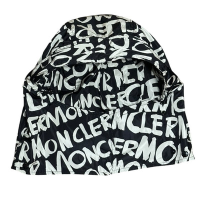 Moncler Snap-On Hood All Over Black & White Nylon With Pull String 15'' 7 Snap