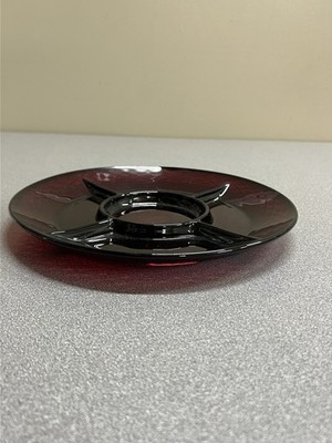 Cristal D' Arques-Durand Luminarc Ruby Red Glass Divided Plate Relish Dish 10 