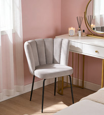 Velvet Vanity Chairs, Tub Chair with Black Metal Legs, Upholstered Bedroom Chair