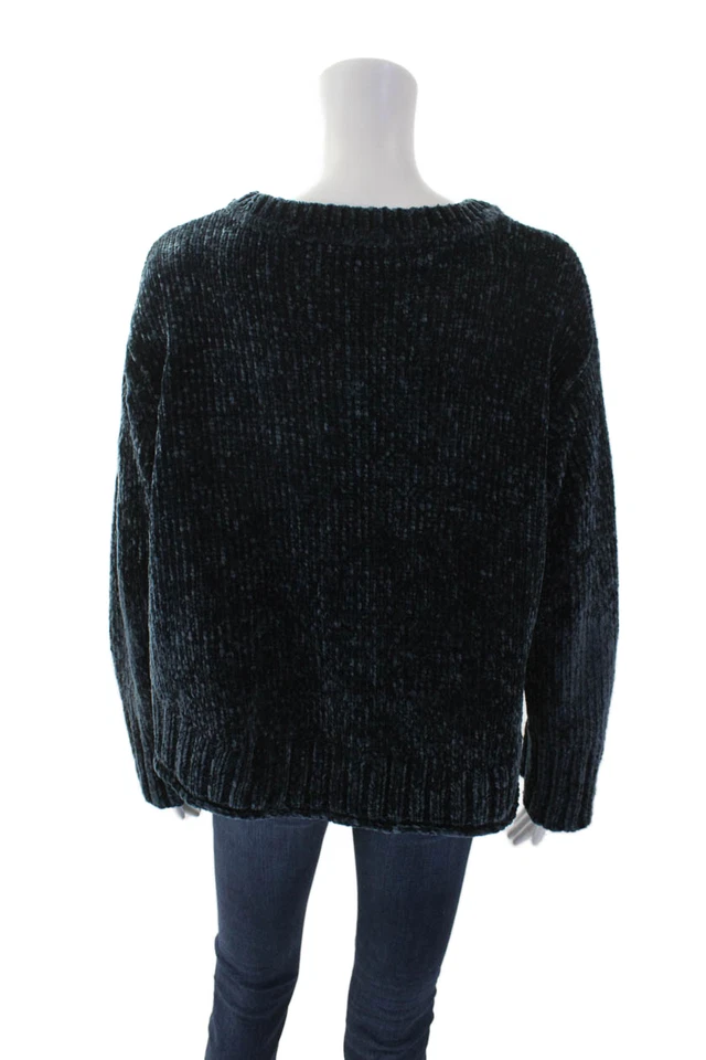 Zara Knit Womens Long Sleeve Round Neck Thick Knit Sweater Navy Size M - Image 3 of 4