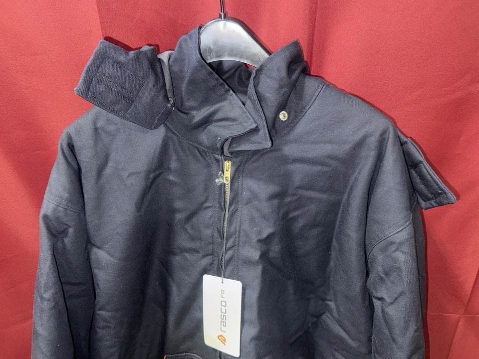 Rasco FR Men's Quilted Flame Resistant Twill Hooded Jacket 3XLT Navy Blue NWT - Image 2 of 4