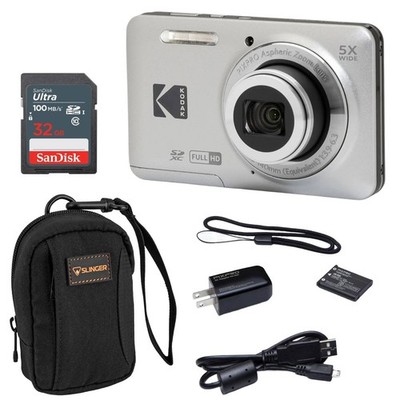 Kodak PIXPRO FZ55 Friendly Zoom Digital Camera, Silver, With SD