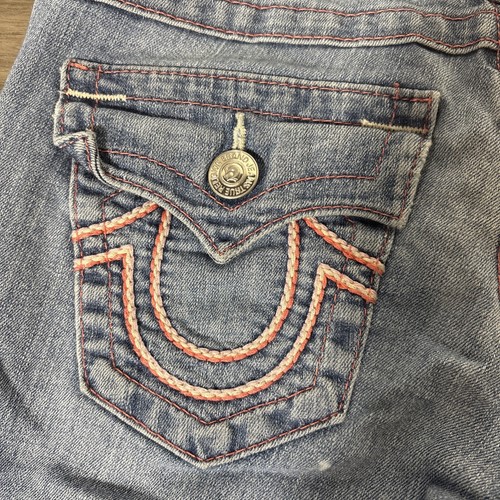 True Religion Women’s Shorts Size 27. Blue/ Pink Long Jean Shorts. - Picture 8 of 13