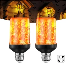 Dusk to Dawn LED Flame Light Bulbs Outdoor, Flickering Light Bulbs with Upsid...