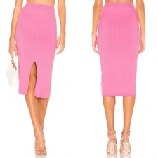 Free People Pink Ribbed Knit Skyline Midi Skirt Size Medium