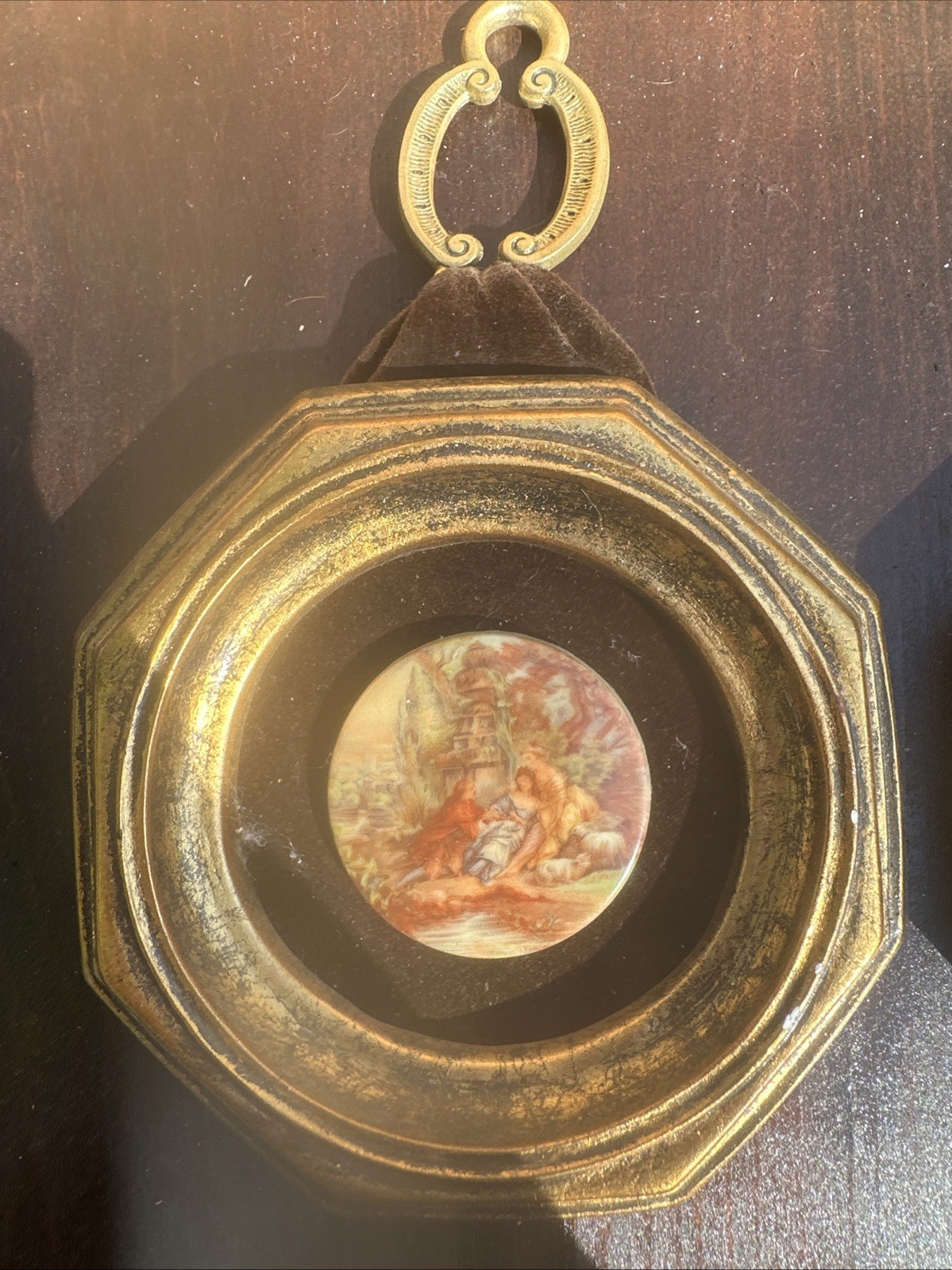 Jaru Hand Painted Wall Art Gold With Velvet Trim MCM-Set of 2 