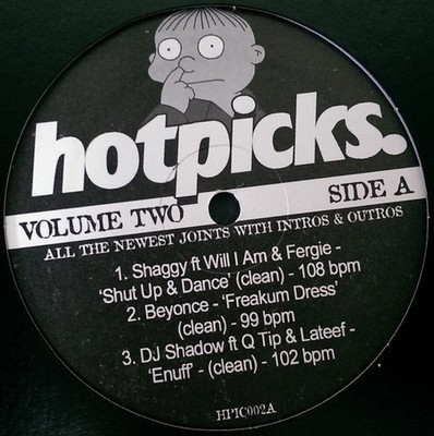 Various - Hotpicks Vol. 2 Vinyl 12'' Beyonce Shaggy DJ Shadow Snoop Dogg