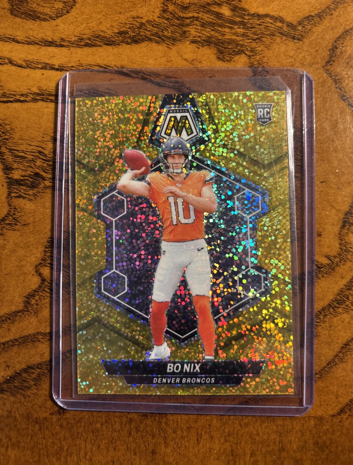 2024 Panini Mosaic - Rookies Bo Nix #312 Gold Sparkle Mosaic #/24 (RC)