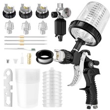 HVLP Air Spray Gun with 1.4/1.7/2mm Nozzles  Air Compressor Regulator, Air S...