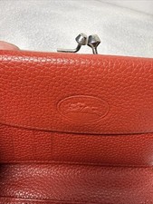 Longchamp Red Trifold Wallet With KissLock Coin Pouch Area