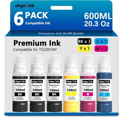 Compatible 522 Ink Refill Bottles T522 ET-2800 ET-4800 ET-2750 ET-2803 Replac...