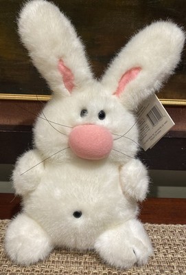 Vintage Mr. Bunny White Plush All Night Media Stuffed Rabbit Sitting 12'' NWMT