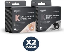 Amazon Basic Kinetic Kinesiology Muscle Sports Tape, 5m x 2 Pack , Black, Beige 0.85 per metre