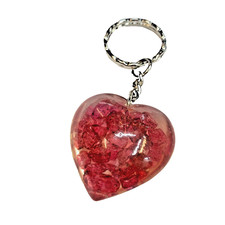 Handmade Red Heart Gemstone Keychain Natural Stone Romantic Gift Keyring DIY