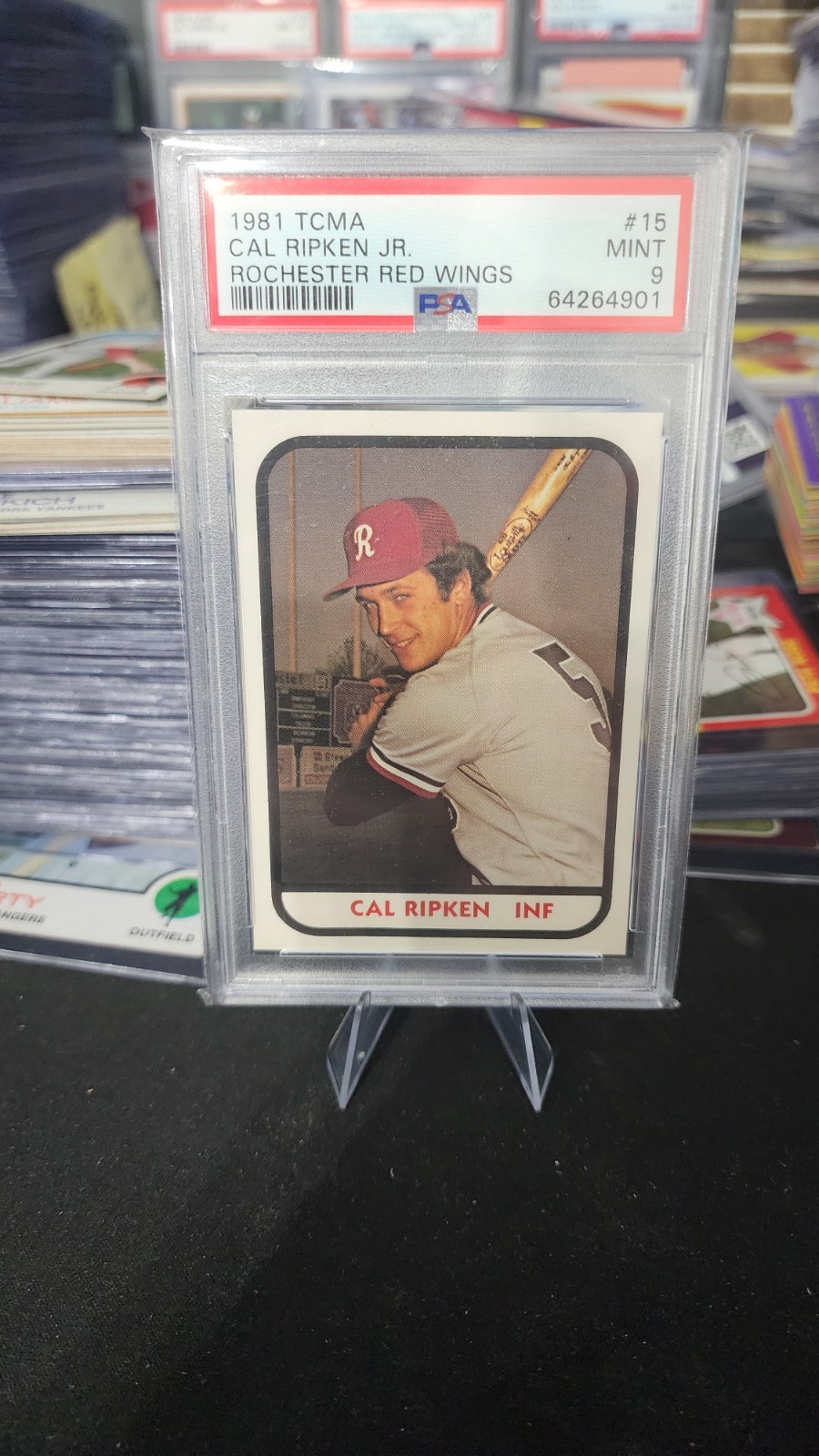 1981 TCMA ROCHESTER RED WINGS #15 CAL RIPKEN JR. RC HOF PSA 9 MINT