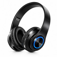 RGB Wireless Bluetooth Headphones Over Ear Foldable Headset Stereo Bass LED UK