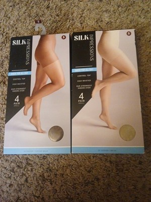 Silk Impressions Sheer For All Day Control 4-Pack Size Small Beige And Cocoa 