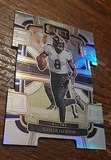 2023 Panini Select #7 Lamar Jackson Silver Prizms Die Cuts Back Corner Ding