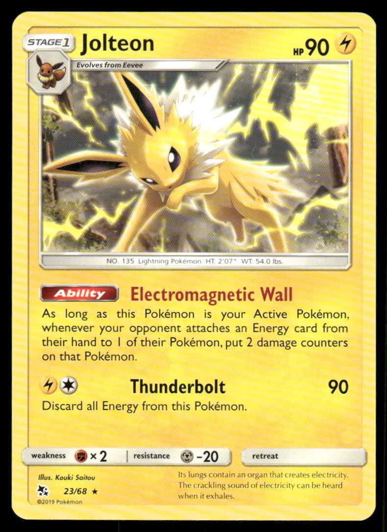 Jolteon 23/68 Rare Hidden Fates Pokemon Lightly Played