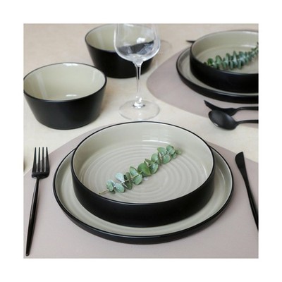 Stone Lain Elica 24-Piece Modern Dinnerware Set Stoneware, Plates and Bowl Se...