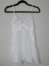 Vintage Lace Slip Chemise White Coquette Size S Bridal Coquette Fairy Sheer