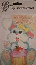 Birthday Invitations Bunny w/Envelopes [4] Greeting Cards Collection 🩷