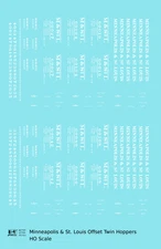 K4 HO Scale Decals Minneapolis and St Louis Offset Twin Hopper White MSTL