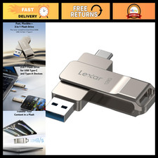 128GB Dual USB 3.2 Type-C Flash Drive, High-Speed Jump Drive, Champagne Silver