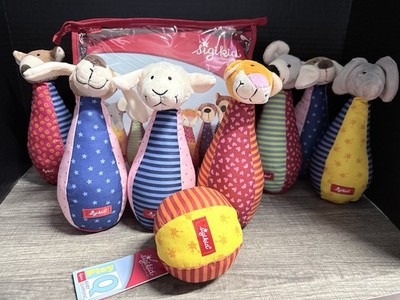 7 Sigikid Baby Bowling Pins Game Animal Theme  Gross Motor Skill Soft Plush Toys