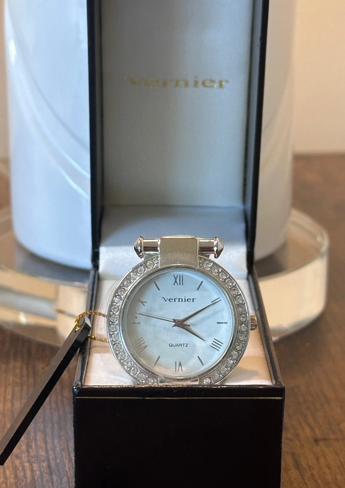 Vernier Reloj Mujer Cuarzo Correa Cuero Aqua Tono Plateado Nuevo En Caja Foto 2 de 4