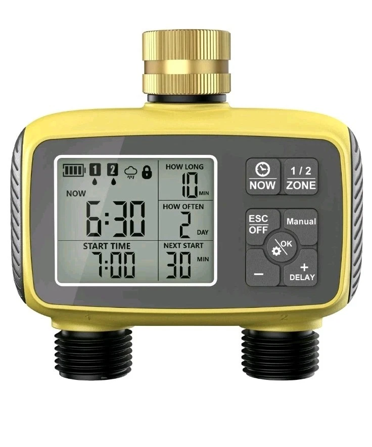PREMIUM Programmable 2-Zone Smart Sprinkler Timer - Outdoor Automatic Irrigation