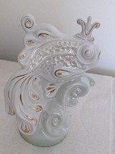 VINTAGE, Soviet Era Minsk Porcelain Hand-Painted Goldfish atop a Pale Green Wave