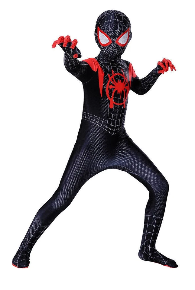 Into the Spider Verse Miles Morales 蜘蛛侠连身裤 儿童服装 Cosplay 全新 — 第 4/4 张图片