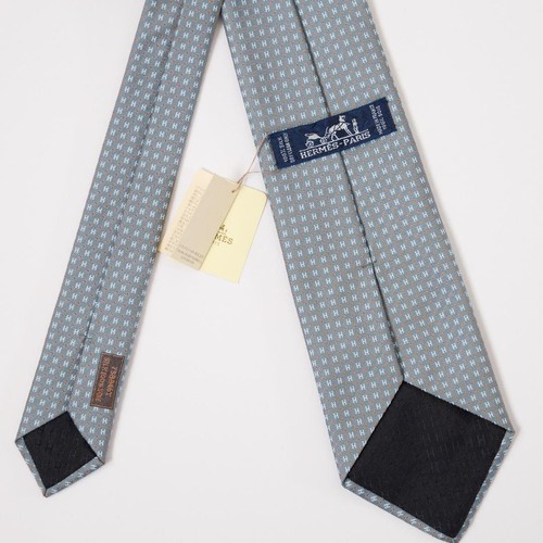 Unused HERMES tie blue 100% silk with tag - Picture 3 of 3