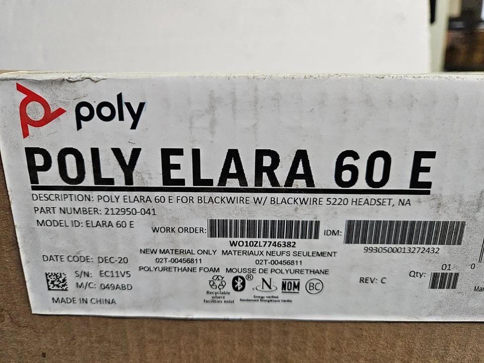 Plantronics Poly Elara 60 E For Blackwire w/ Blackwire 5220 Headset 212950-041 - Image 2 of 4