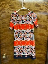 Women NWT "Eliza J" multicolored, short sleeves, lined,sheath dress. Size OP