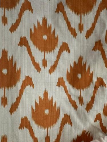 Hill Brown Exclusive Hand Print Design Fabric Bali Batik 8 Yards Orange /White - Picture 4 of 5